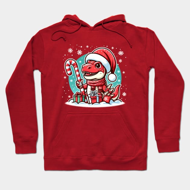 Christmas T-Rex Hoodie by Sketchy